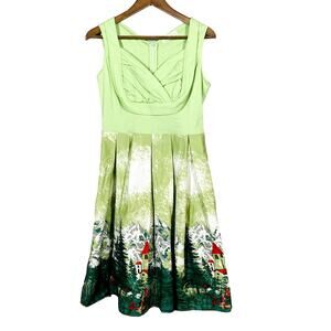 Hua Lin Christmas Dress Fit & Flare Mint GReen Red White Holiday Party - M